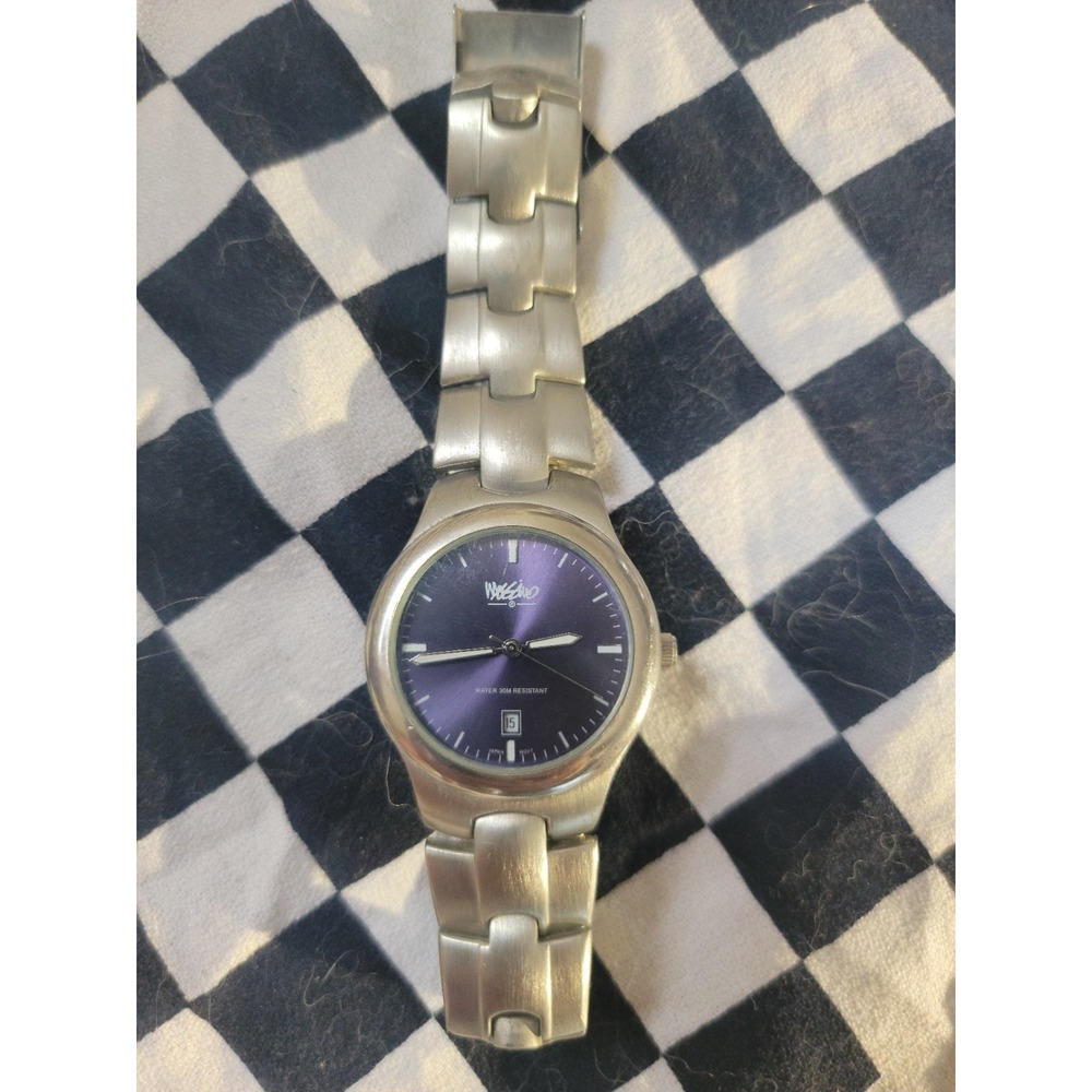 Mossimo Stainless Steel Watch Purple Indigo Dial Date | Quartz | Dead Battery